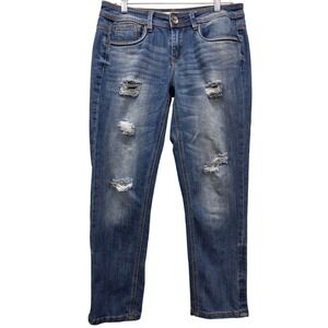 Dollhouse Womens Distressed Skinny Jeans Medium Wash Ripped Size 9